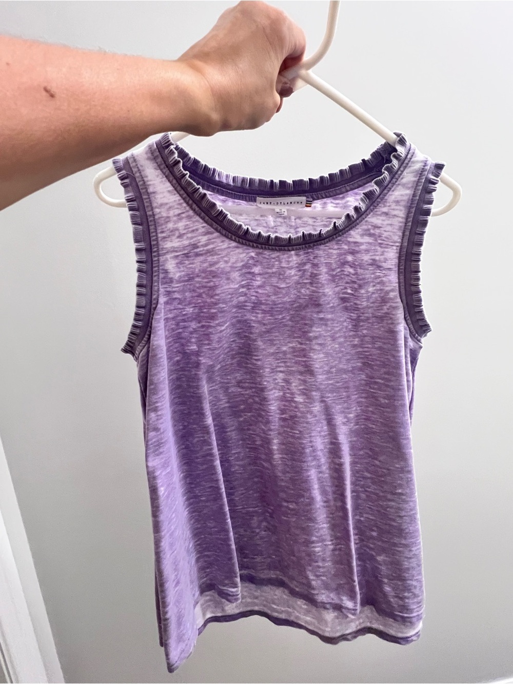 Lavender Ruffle Trim Sleeveless Tank Top